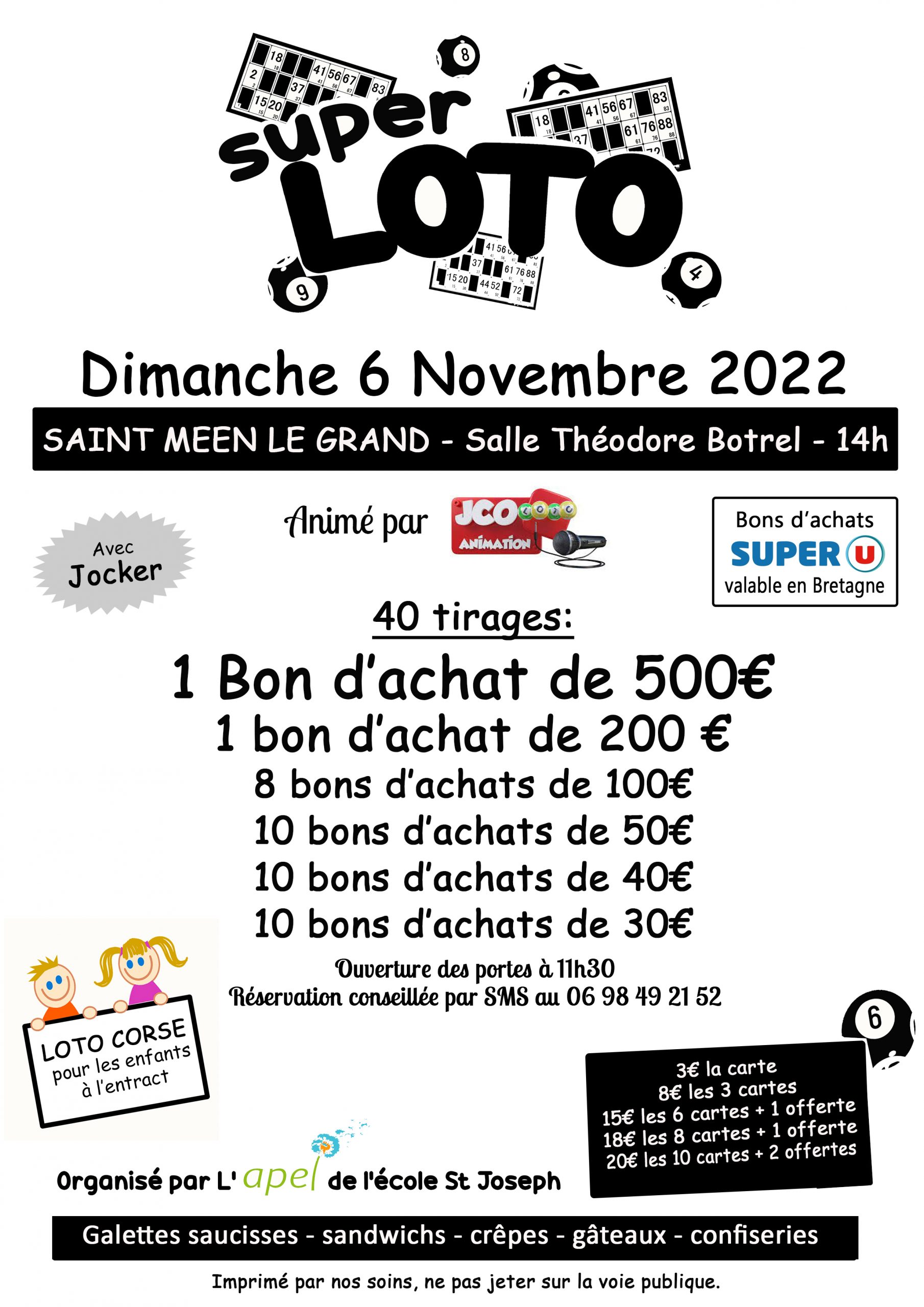 Super Loto saint Méen le Grand Ille et vilaine avec JCO